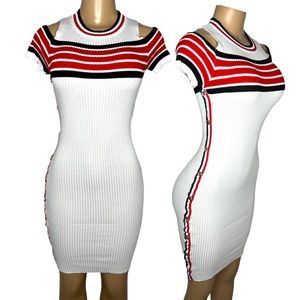 New White Sexy Women Dress Size S/M Stretchy Bodycom Elegant Short Sleeve Dress